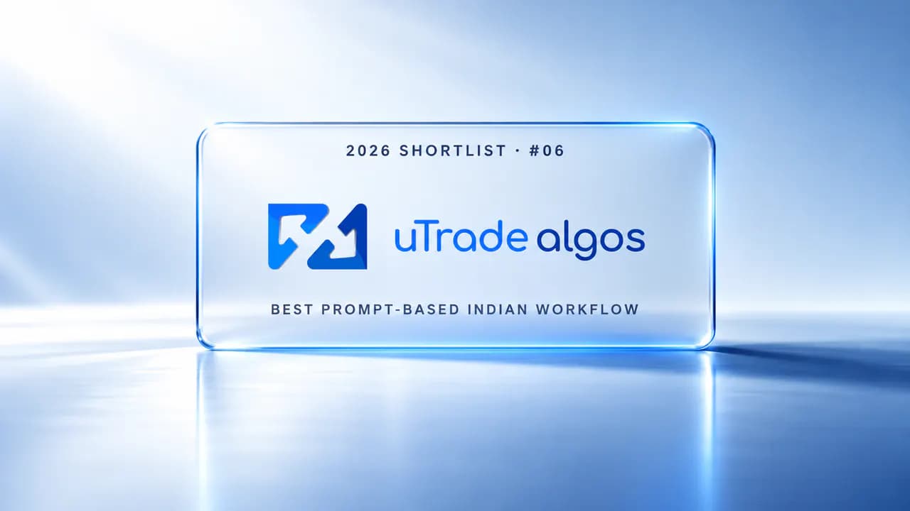 uTrade Algos ranked number six and best prompt-based Indian workflow in the 2026 AI trading strategy builder shortlist