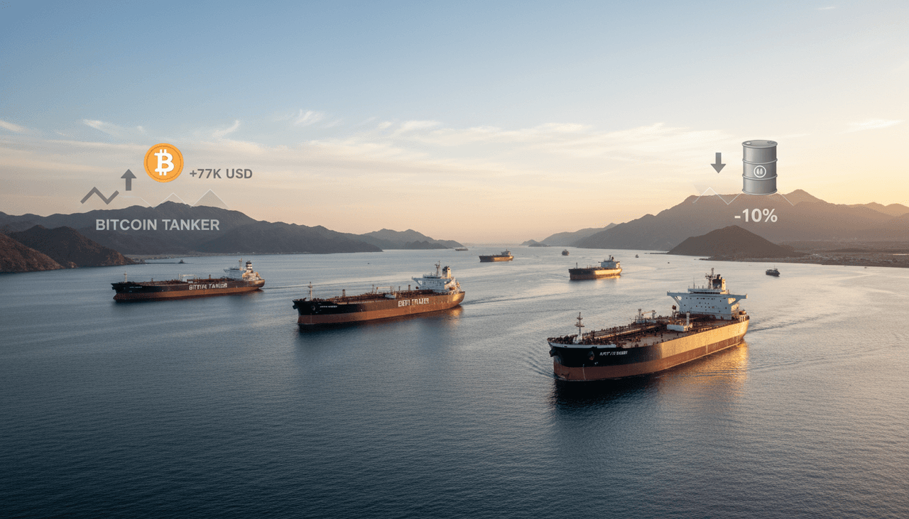 Bitcoin Surges Past $77K as Iran Declares Strait of Hormuz Open, Oil Prices Fall