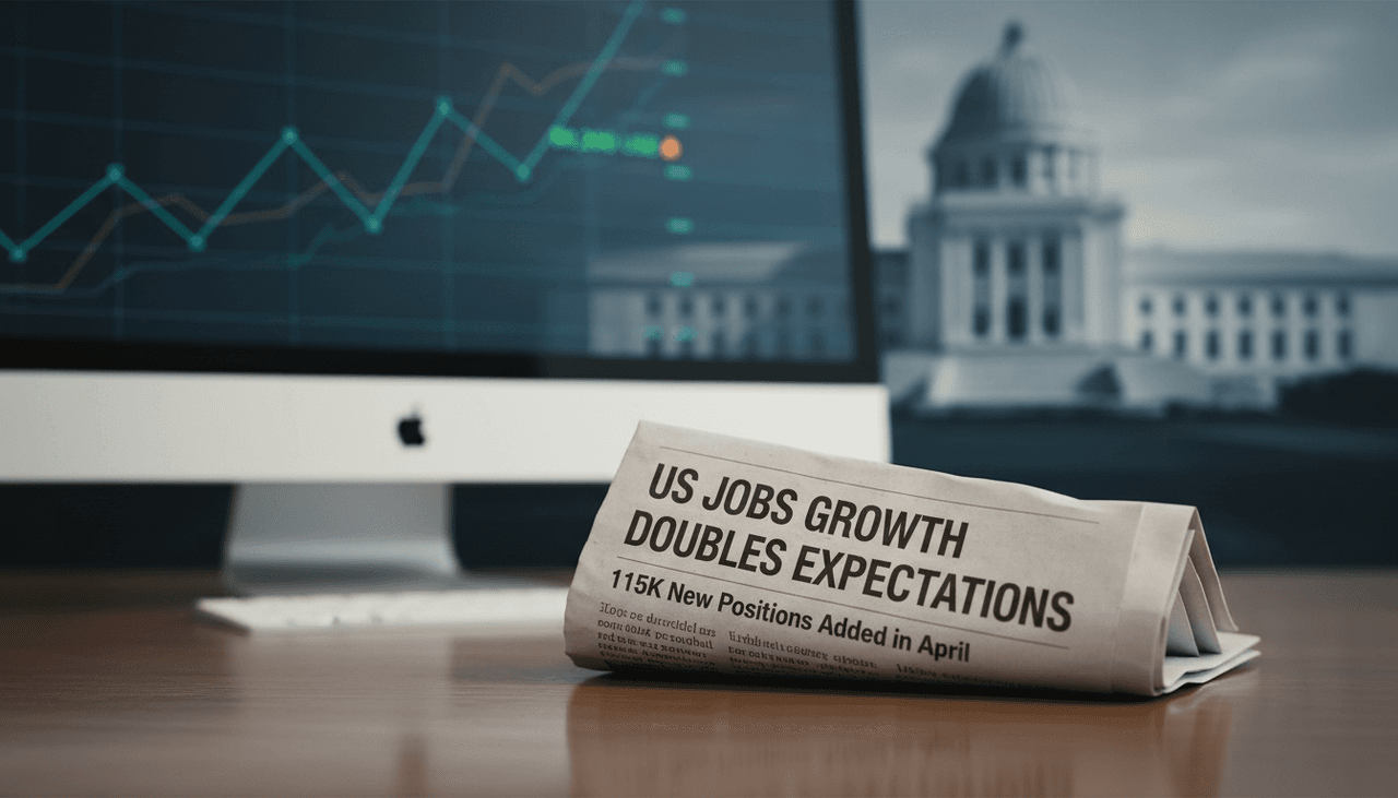 US Adds 115K Jobs in April, Nearly Doubling Expectations; Bitcoin Holds Firm Ahead of New Fed Chair